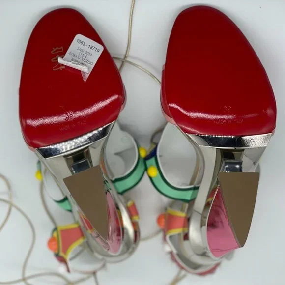 Christian Louboutin PAPAGAYA LEVITA 100 Stud PVC Wedge Heel Sandals Shoes